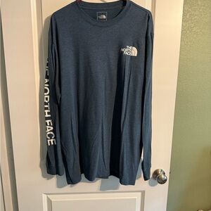 The North Face Blue Long Sleeve Tee with Logo